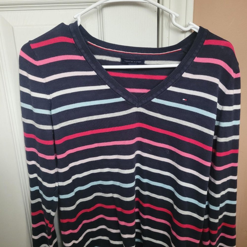 Tommy Hilfiger Pink, Red, Light Blue, White and Navy Stripe Shirt